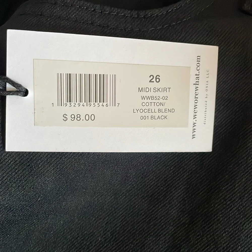 WEWOREWHAT Midi Skirt in Black. Size 26. NWT!